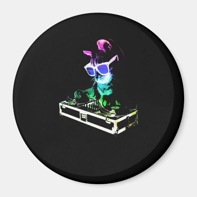 Cat Gift | Cat DJ Sehr Cool Magnet (Vorne)