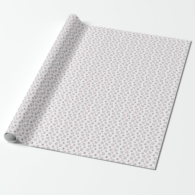 Cat Gift | Niedliches Katzenmuster Nahtloser Hinte Geschenkpapier (Ungerollt)