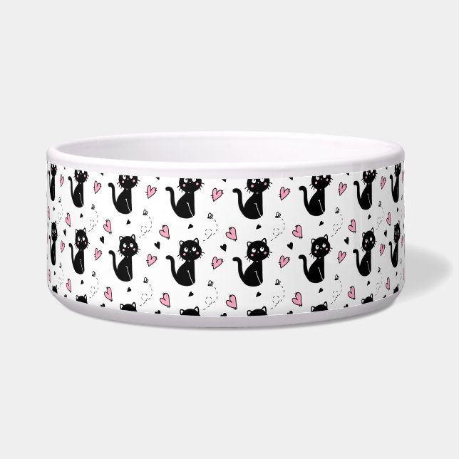Cat Gift | Niedliches Katzenmuster Nahtloser Hinte Napf (Vorderseite)