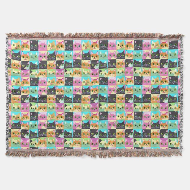 Cat Gift | Niedliches Kawaii Cat Pattern Decke (Vorderseite)