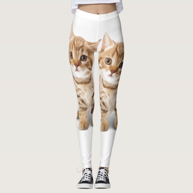 CAT GINGER KITTEN YOGA PANS LEGGINGS (Vorderseite)