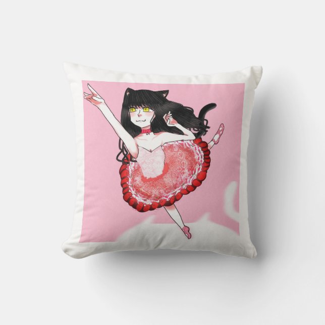 Cat Girl Ballerina Kissen (Vorderseite)