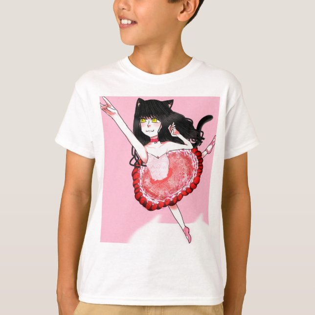 Cat Girl Ballerina T-Shirt (Vorderseite)