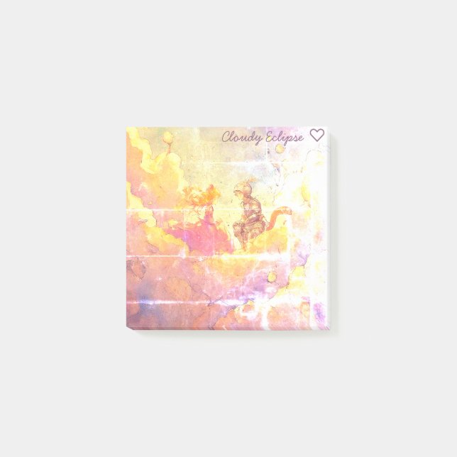 Cat Girl Princess & Cat Knight Boy Post-it Notes Klebezettel (Vorderseite)