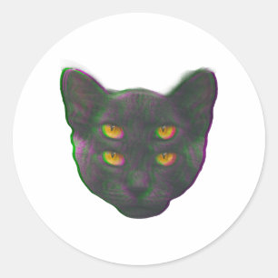 Cat Glitch Vaporwave Weird Dream Kitty Runder Aufkleber