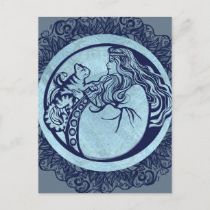 Cat Goddess Rose Postkarte
