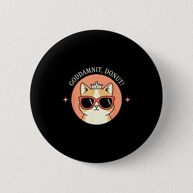 Cat - Godit, Donut! Sy Retro Cat Lover Design  Button (Vorderseite)