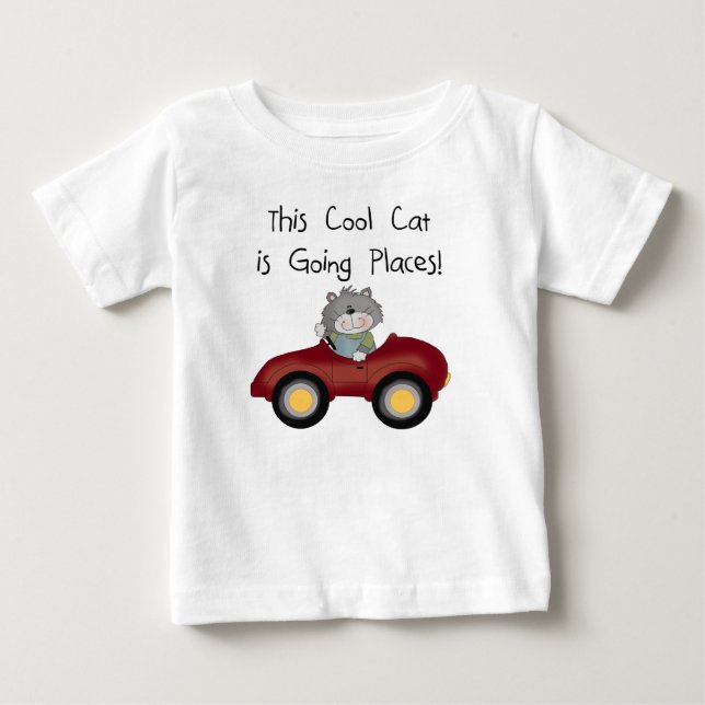 Cat Going Places Red Car Hemden und Geschenke Baby T-shirt (Vorderseite)