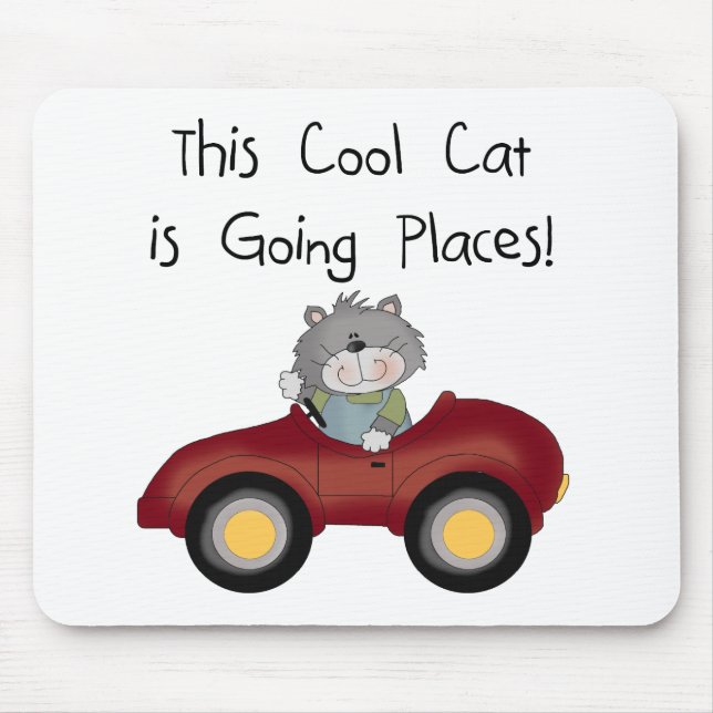 Cat Going Places Red Car Hemden und Geschenke Mousepad (Vorne)