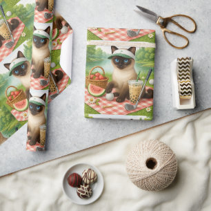Cat Golfer ist Picknick im Garten Geschenkpapier