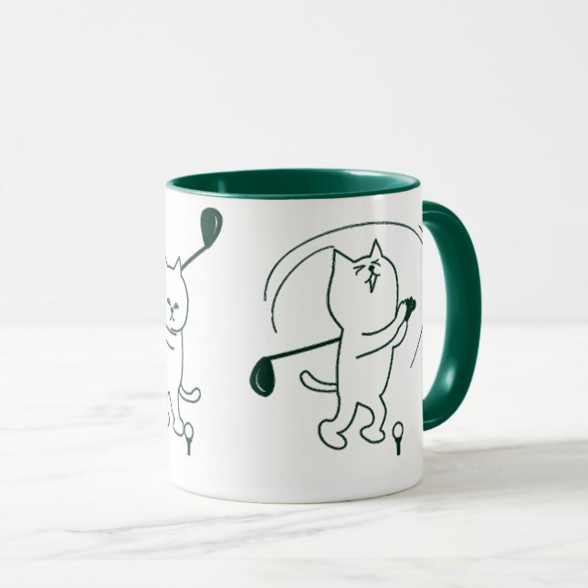 CAT-GOLFER-SCHALTFLÄCHE, FUNNY-GOLFSTROKE TASSE (VorderseiteRechts)
