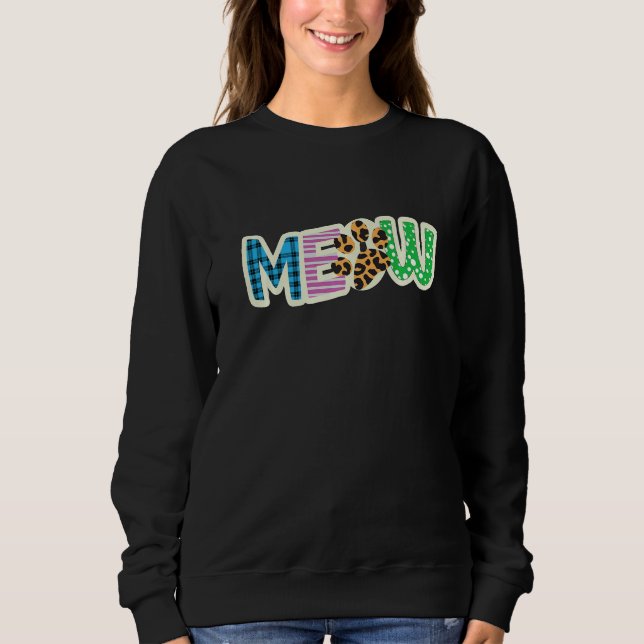 Cat  Graphic Patchwork Meow Sweatshirt (Vorderseite)