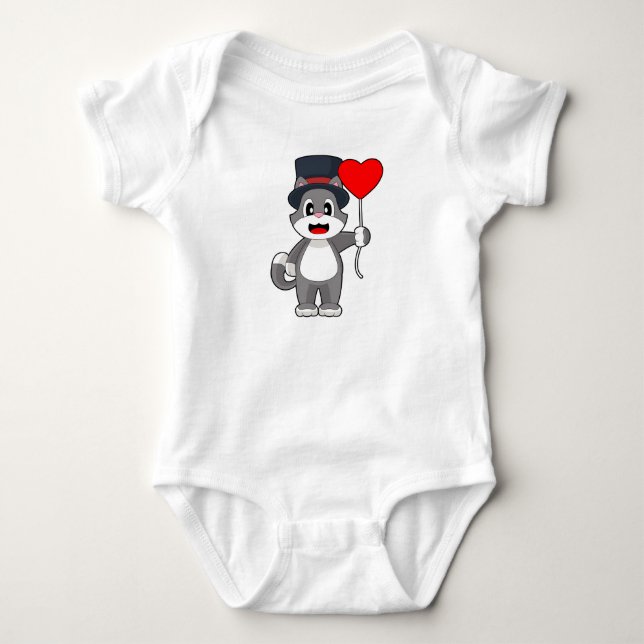 Cat Groom Cylinder Hochzeit Baby Strampler (Vorderseite)