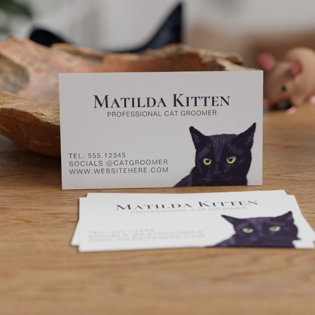 Cat Grooming Custom Pet Business Card Visitenkarte (Purrfect business card for a cat groomer or pet sitter., Just add your details)