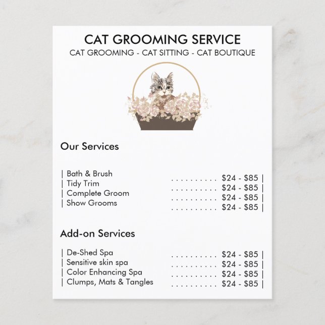 Cat Grooming Service minimal Flyer (Vorne)