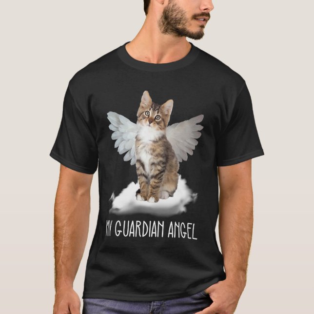 cat guardian angel wing cloud present T-Shirt (Vorderseite)