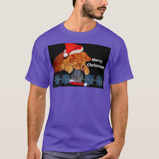 Cat Guinea Pig Frohe Weihnachten Funny Animal Desi T-Shirt