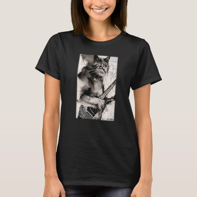 Cat Guitar Haustier Musiker Cat Friend Cat Liebe N T-Shirt (Vorderseite)