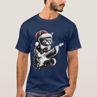  Cat Guitar Player Graphic  T-Shirt