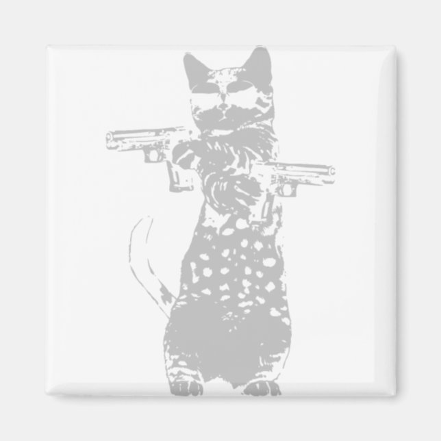 Cat - gun-kitschig Katze Magnet (Vorne)