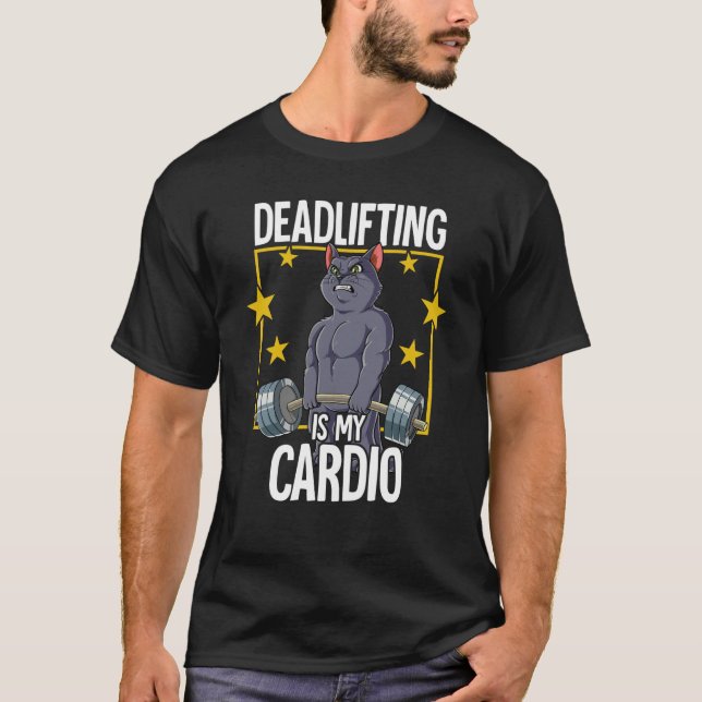 Cat Gym Weight Training Deadlift T-Shirt (Vorderseite)