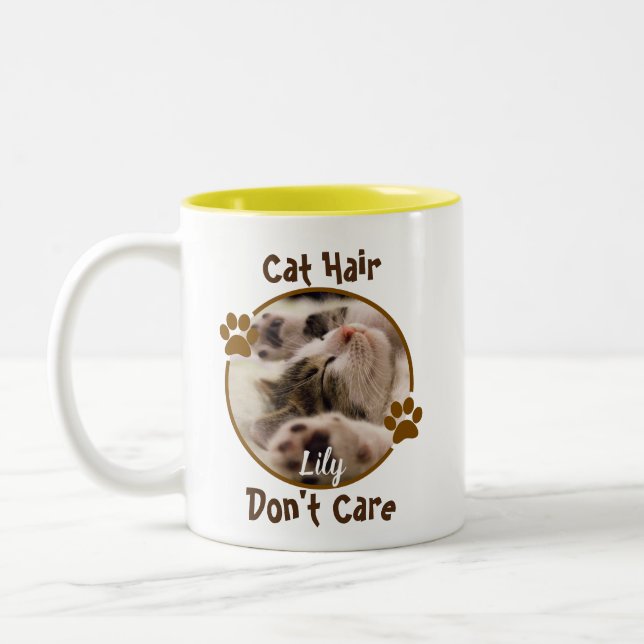 Cat Hair s'en fiche Mug personnalisée (Gauche)