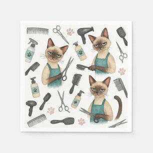 Cat Hairdresser arbeitet für Cat Lovers Serviette
