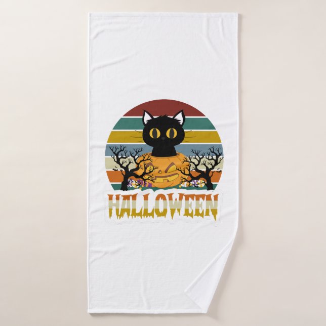 Cat Halloween (Serviette de bain)