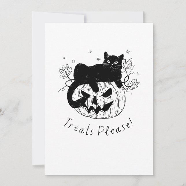 Cat Halloween-Herbst Einladung (Vorderseite)