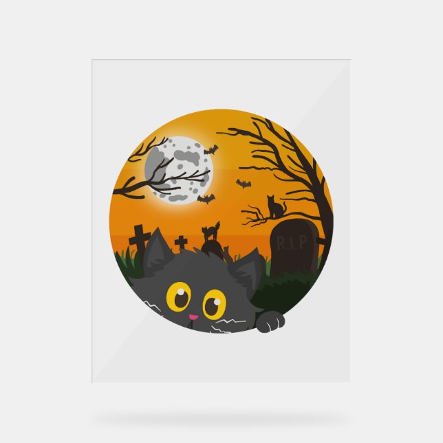 Cat Halloween Kitten Halloween-Kostüm Acrylschild (Vorderseite)