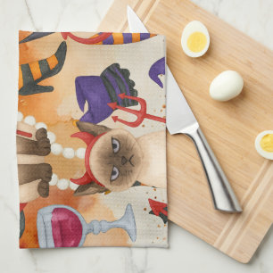 Cat Halloween-Party Geschirrtuch