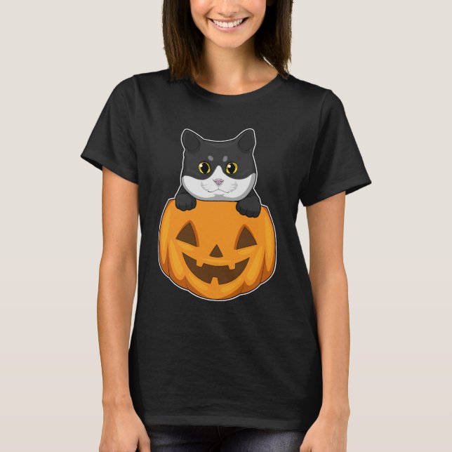 Cat Halloween Pumpkin T-Shirt (Vorderseite)