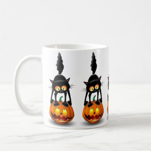 Cat Halloween Scared Cartoon Character stehend Kaffeetasse