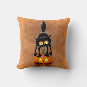 Cat Halloween Scared Cartoon Character stehend Kissen
