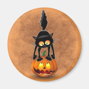 Cat Halloween Scared Cartoon Character stehend Magnet