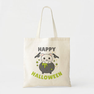 Cat Happy Halloween Cauldron Bat Tote Bag Tragetasche