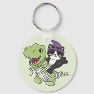 Cat Happy Halloween T-rex Mummy Costume Schlüssela Schlüsselanhänger
