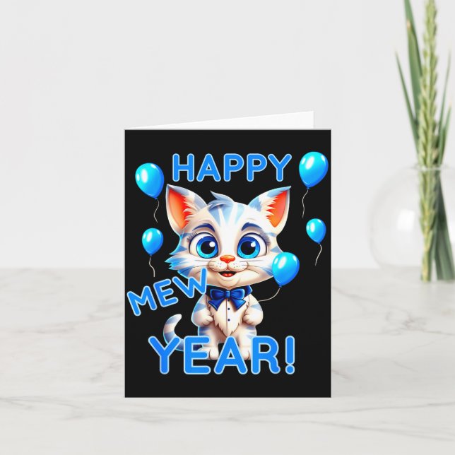 Cat Happy New Year Mew Year Funny New Years Party  Karte (Vorderseite)