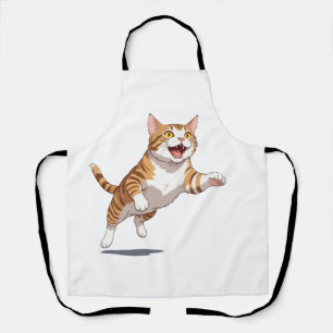 Cat Happy spielerischer Spaß springen in der Luft Schürze
