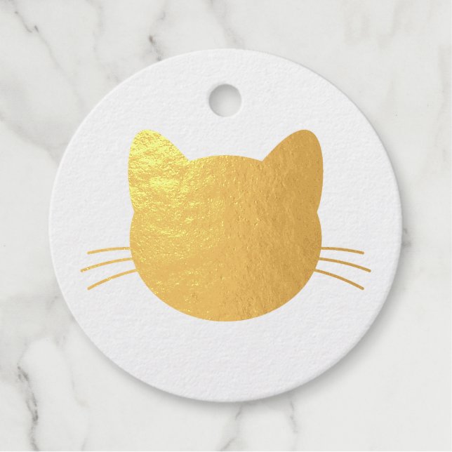 Cat head Foil Favor Tag (Vorderseite)