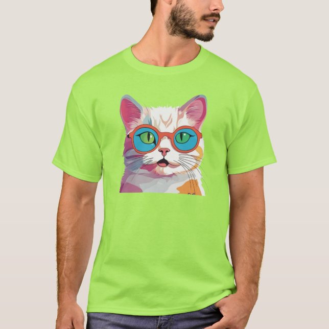 Cat Head Wearing Glasses Clipart-78199 T-Shirt (Vorderseite)
