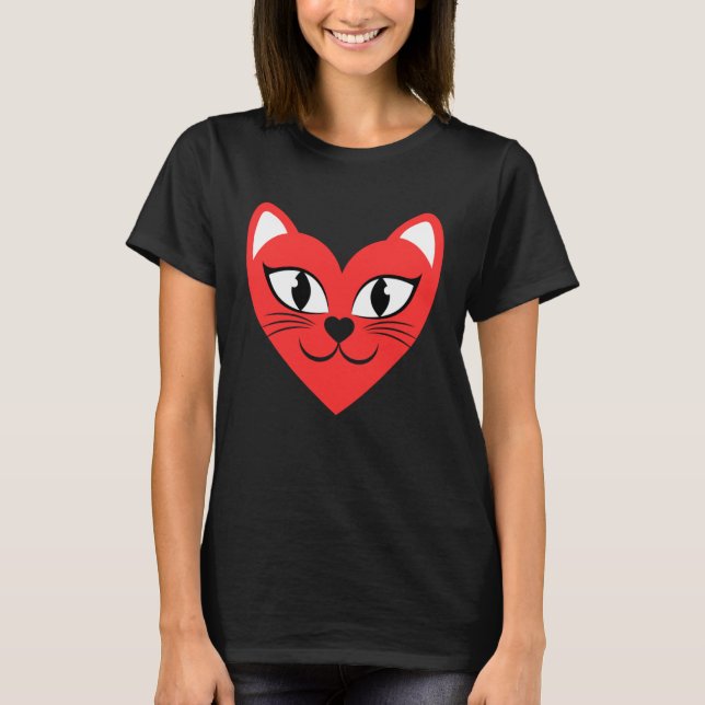 Cat Heart Face  Love Cats T-Shirt (Vorderseite)