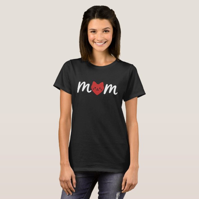 Cat Heart Mom Minimalist Love T-Shirt (Vorne ganz)