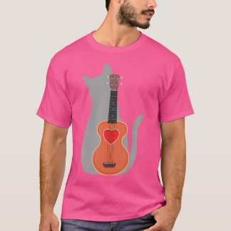 Cat Heart Musician Hawaiian Uke Gitarre Acoustic H T-Shirt