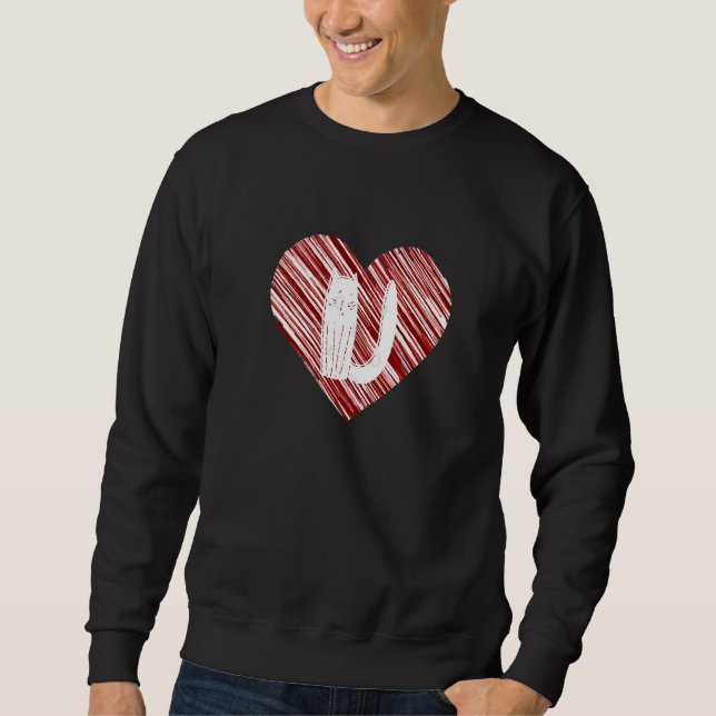 Cat Heart U Niedlich Kitten Apparel Kaffee Sweatshirt (Vorderseite)