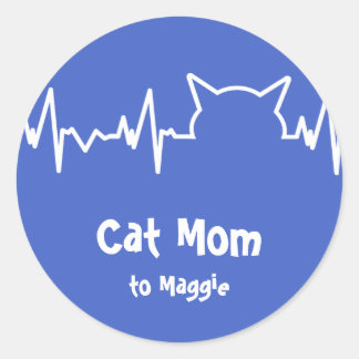Cat Heartbeat für Cat-Mamas, Cat-Vater Runder Aufkleber
