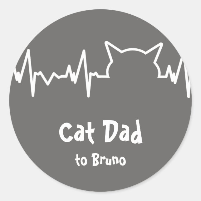 Cat Heartbeat für Vater und Mamas von Katzen Runder Aufkleber (Vorderseite)