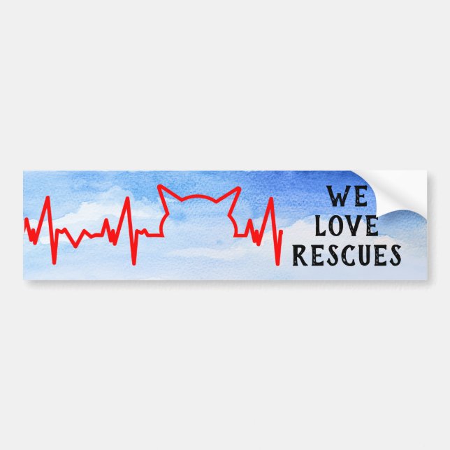 Cat Heartbeat, Wir Liebe rettet, bewölkt Himmel Autoaufkleber (Vorne)