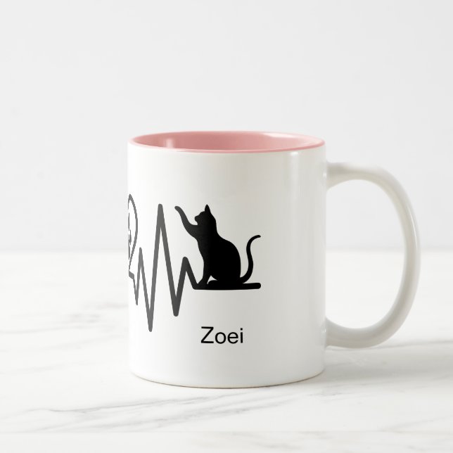 Cat Heartbeat with Another Cat  Zweifarbige Tasse (Rechts)