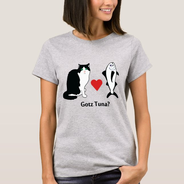 Cat Hearts Thunfisch, Katze Joke T-Shirt (Vorderseite)
